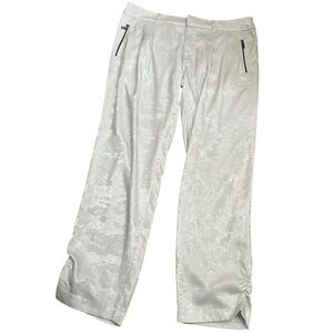 David Lerner Ruched Ankle Metallic White Pants 100% Polyester Women's‎ M Party